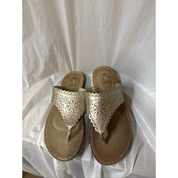 Palms Womens Gold Leather Sandals Size 8M "Perforated Flex" - Picture 1 of 4